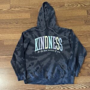 Hollister Black Tie-Dye Hoodie with Pastel KINDNESS